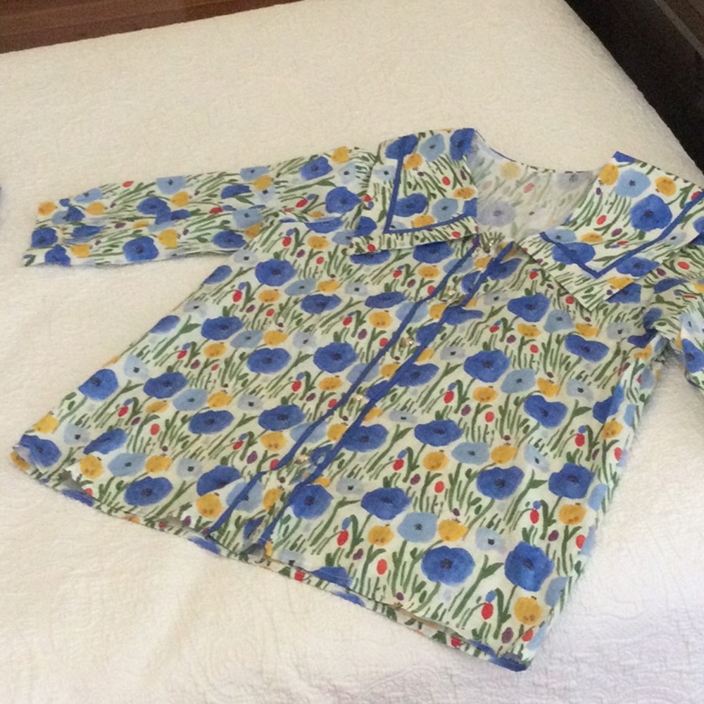 Women’s Floral  Top - Blue & Yellow